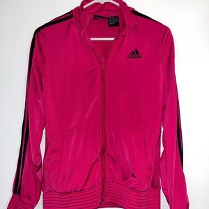 Kids Large Pink Adidas Zip Up Track Jacket
